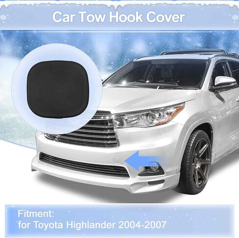 Front Left Car Tow Hook Cover Cap for Toyota Highlander 2004-2007 Replaces No.5212748030 Matte Black Plastic Enhanced Durability for Winter & Cold Weather in Saudi Arabia