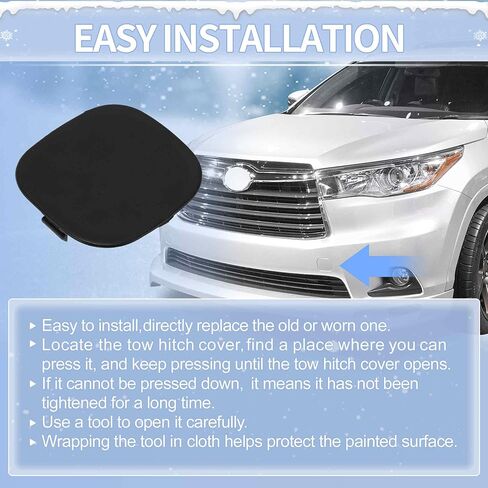 Front Left Car Tow Hook Cover Cap for Toyota Highlander 2004-2007 Replaces No.5212748030 Matte Black Plastic Enhanced Durability for Winter & Cold Weather in Saudi Arabia