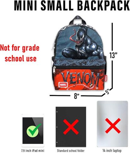 مجموعة حقيبة ظهر صغيرة من Venom - حزمة مع حقيبة ظهر صغيرة من Spiderman مقاس 13 بوصة بالإضافة إلى ملصقات، المزيد | حقيبة صغيرة من Venom للأطفال والأولاد والمراهقين والبالغين in Saudi Arabia