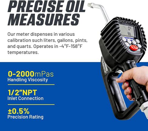Goodyear Digital Oil Preset Meter with Auto Tip, High-Precision Fluid Dispenser, 1/2" NPT, 0.5% Accuracy, for Oils and Fluids, 1-35L/min, 12-1000psi in Saudi Arabia