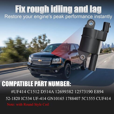 1 قطعة UF414 حزمة ملف الإشعال المستديرة ل V8 4.8 5.3 6.0 تشيفي سيلفرادو تاهو تريل بليزر اكسبرس أفالانش C أديلاك إسكاليد جي إم سي سييرا يوكون/XL 2007-2017 D514A in Kuwait