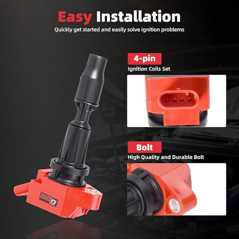 مجموعة من 4 قطع ملف إشعال وقابس شرارة وحشية غطاء صمام المحرك لـ 2.0 لتر 2.4 لتر 2015-2019 هيونداي سوناتا سانتا في توسان جينيسيس كيا أوبتيما سورينتو، لسيارة سبورتاج ستينجر تحل محل UF764 in Kuwait