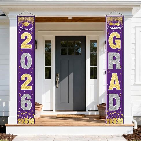 OHOME Graduation Decorations 2026 - Blue Gold Congrats Grad Porch Banner for Graduation Party Decorations - Class of 2026 - Party Favors Supplies Backdrop Yard Signs Decor (Blue) in Saudi Arabia
