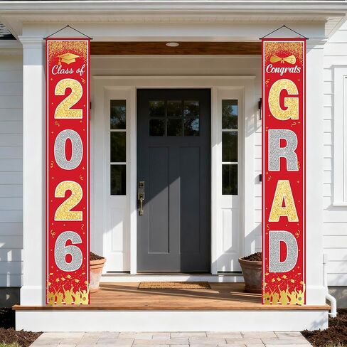 OHOME Graduation Decorations 2026 - Blue Gold Congrats Grad Porch Banner for Graduation Party Decorations - Class of 2026 - Party Favors Supplies Backdrop Yard Signs Decor (Blue) in Saudi Arabia