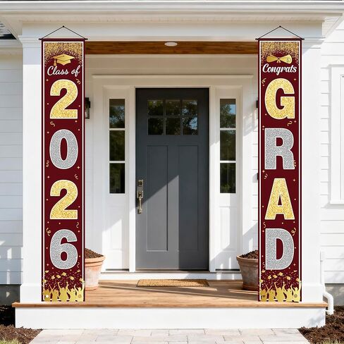 OHOME Graduation Decorations 2026 - Blue Gold Congrats Grad Porch Banner for Graduation Party Decorations - Class of 2026 - Party Favors Supplies Backdrop Yard Signs Decor (Blue) in Saudi Arabia