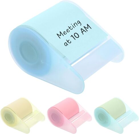 Eaasty 4 Sets Roll Sticky Notes Tapes with Dispensers, 50mm x 8m Self-Stick Notes Paper Tape with Tape Dispenser Full Adhesive Roll for Office School Home, Pink Green Yellow White in Saudi Arabia