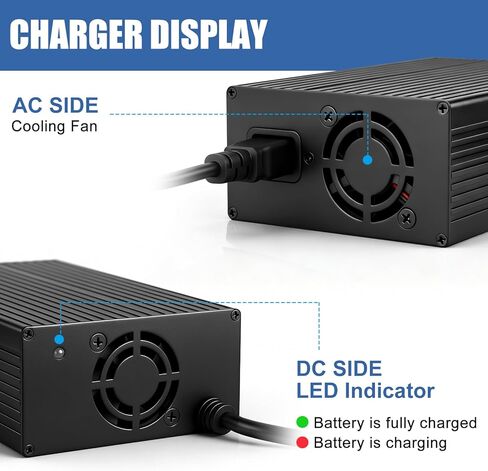 شاحن بطارية LiFePO4 48 فولت/58.4 فولت 15 أمبير لبطارية ليثيوم 48 فولت/ 51.2 فولت لعربة الجولف، والسيارات، والرافعة الشوكية، والخارجية، والقارب، والطاقة الشمسية، وRV، خارج الشبكة، وبنك الطاقة الشمسية المنزلي مع موصل أندرسون (حلقات M8) مؤشر LED in Kuwait