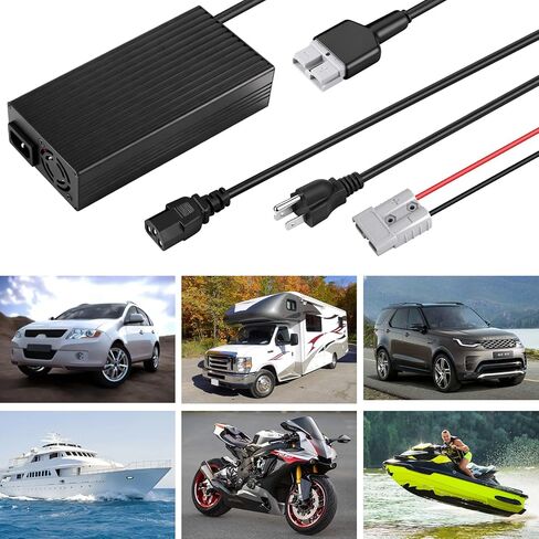 شاحن بطارية LiFePO4 48 فولت/58.4 فولت 15 أمبير لبطارية ليثيوم 48 فولت/ 51.2 فولت لعربة الجولف، والسيارات، والرافعة الشوكية، والخارجية، والقارب، والطاقة الشمسية، وRV، خارج الشبكة، وبنك الطاقة الشمسية المنزلي مع موصل أندرسون (حلقات M8) مؤشر LED in Kuwait