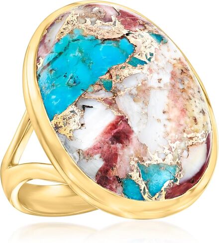 Ross-Simons Kingman Turquoise Ring in 18kt Gold Over Sterling in Saudi Arabia