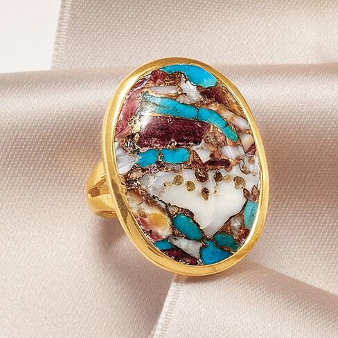 Ross-Simons Kingman Turquoise Ring in 18kt Gold Over Sterling in Saudi Arabia