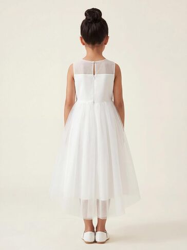 LalaMira Girls High Low Flower Girl Dress 3D Floral Lace Tulle Bridesmaid Wedding Pageant Party in Saudi Arabia