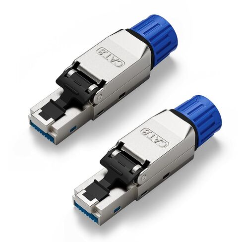 VCELINK Cat8 Toolless RJ45 connector, Gold Plated Tool Free Cat 8 Connector, Shielded Ethernet Plug for Cat8/Cat7 Ethernet cable, 22AWG to 24AWG, 40Gbps, 2 Pack in Kuwait