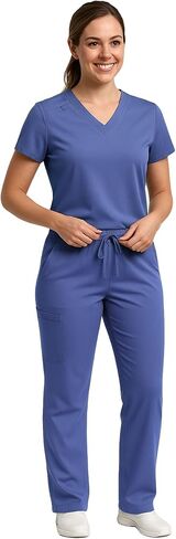 M&M SCRUBS Women’s Cargo Scrub Set 4-Way Stretch Lightweight V-Neck Scrub Top & Cargo Pant Medical Uniform Set in Saudi Arabia