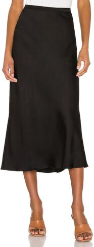 Capuffy Women Satin Mermaid Midi Skirt Pull On Elastic Waist Silk Party Skirts Casual Office Skirt for Work 491 in Saudi Arabia