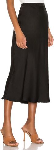 Capuffy Women Satin Mermaid Midi Skirt Pull On Elastic Waist Silk Party Skirts Casual Office Skirt for Work 491 in Saudi Arabia