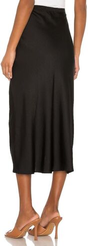 Capuffy Women Satin Mermaid Midi Skirt Pull On Elastic Waist Silk Party Skirts Casual Office Skirt for Work 491 in Saudi Arabia