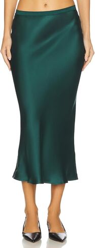 Capuffy Women Satin Mermaid Midi Skirt Pull On Elastic Waist Silk Party Skirts Casual Office Skirt for Work 491 in Saudi Arabia