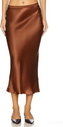 Capuffy Women Satin Mermaid Midi Skirt Pull On Elastic Waist Silk Party Skirts Casual Office Skirt for Work 491 in Saudi Arabia