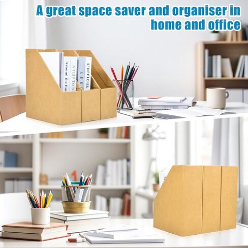 Marte Vanci Cardboard Magazine File Holder, Foldable Documents Storage Organizer Box, Sturdy Cardboard Magazine Rack for Home, School, Office(3 Packs, Brown) in Kuwait