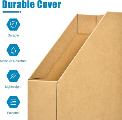 Marte Vanci Cardboard Magazine File Holder, Foldable Documents Storage Organizer Box, Sturdy Cardboard Magazine Rack for Home, School, Office(3 Packs, Brown) in Kuwait