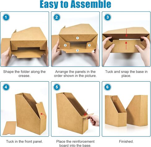 Marte Vanci Cardboard Magazine File Holder, Foldable Documents Storage Organizer Box, Sturdy Cardboard Magazine Rack for Home, School, Office(3 Packs, Brown) in Kuwait