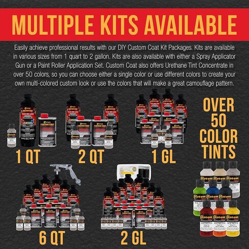 Custom Coat Mesa Gray 1.5 Gallon (6 Quart) Urethane Spray-On Truck Bed Liner Kit with Spray Gun and Regulator - Easy Mixing, Shake, Shoot - Textured Protective Coating, Prevent Rust - Car, Auto in Saudi Arabia