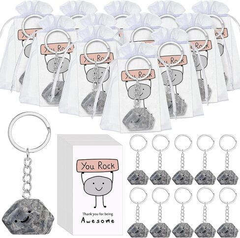 100 Set Employee Appreciation Gifts Inspirational You Rock Gifts Bulk Stone Keychain with Smile Card Thank You Gift for Office Coworker Staff Social Worker Volunteer Team Teacher Nurse in Saudi Arabia