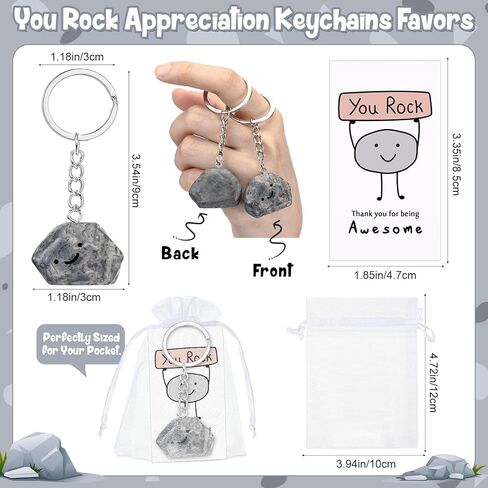 100 Set Employee Appreciation Gifts Inspirational You Rock Gifts Bulk Stone Keychain with Smile Card Thank You Gift for Office Coworker Staff Social Worker Volunteer Team Teacher Nurse in Saudi Arabia