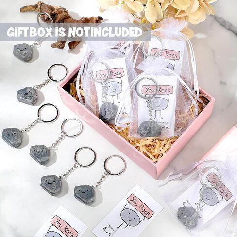 100 Set Employee Appreciation Gifts Inspirational You Rock Gifts Bulk Stone Keychain with Smile Card Thank You Gift for Office Coworker Staff Social Worker Volunteer Team Teacher Nurse in Saudi Arabia
