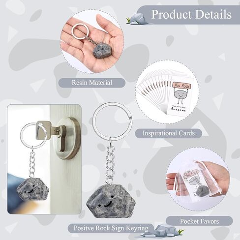 100 Set Employee Appreciation Gifts Inspirational You Rock Gifts Bulk Stone Keychain with Smile Card Thank You Gift for Office Coworker Staff Social Worker Volunteer Team Teacher Nurse in Saudi Arabia