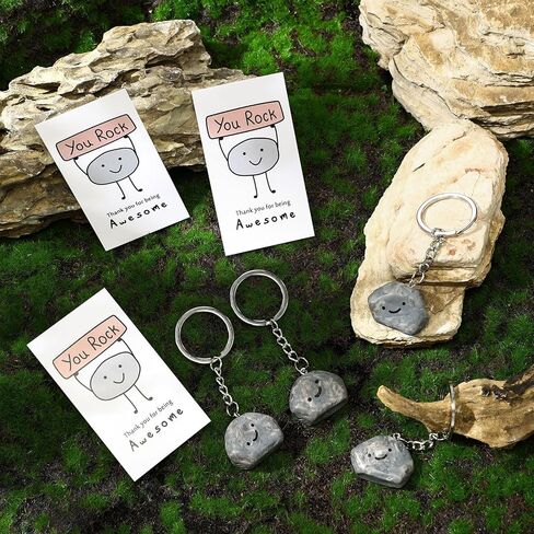 100 Set Employee Appreciation Gifts Inspirational You Rock Gifts Bulk Stone Keychain with Smile Card Thank You Gift for Office Coworker Staff Social Worker Volunteer Team Teacher Nurse in Saudi Arabia