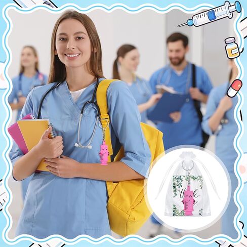 Nosiny 6 Set Ampoule Bottle Opener Keychain Bulk Nurse Day Appreciation Keychain Gifts Nurse Essentials Syringe with Card Bag for Party Favors Doctor Medication Vial Opener Tool for Graduation Gift in Saudi Arabia