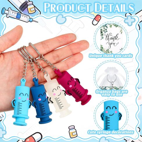Nosiny 6 Set Ampoule Bottle Opener Keychain Bulk Nurse Day Appreciation Keychain Gifts Nurse Essentials Syringe with Card Bag for Party Favors Doctor Medication Vial Opener Tool for Graduation Gift in Saudi Arabia
