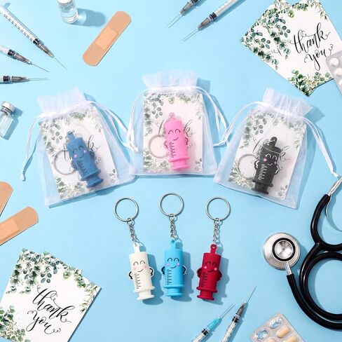 Nosiny 6 Set Ampoule Bottle Opener Keychain Bulk Nurse Day Appreciation Keychain Gifts Nurse Essentials Syringe with Card Bag for Party Favors Doctor Medication Vial Opener Tool for Graduation Gift in Saudi Arabia