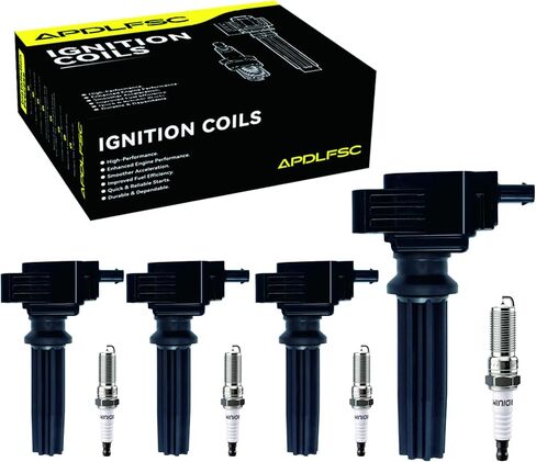 Set of 4 Ignition Coil Pack and Spark Plugs Fits for 2013 2014 2015 2016 2017 Ford Edge Taurus Escape Explorer Focus Fusion Mustang, Lincoln MKC MKT MKZ Replace C1816 UF670 UF678 in Saudi Arabia