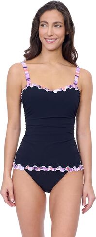 Profile by Gottex Women's Purple Multi Tricolore E Cup Tankini with Underwire Foam, Built-in Bra and Full Lining Essential in Saudi Arabia