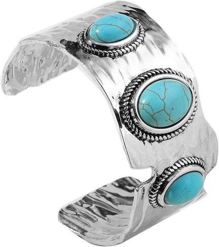 WCRAZYE Turquoise Cuff Bracelet for Men Women Handmade Boho Antique South Western Country Cowgirl Bangle Bracelets Bohemian Stackable Handmade Gemstone Bangle Christmas Birthday Gift in Saudi Arabia