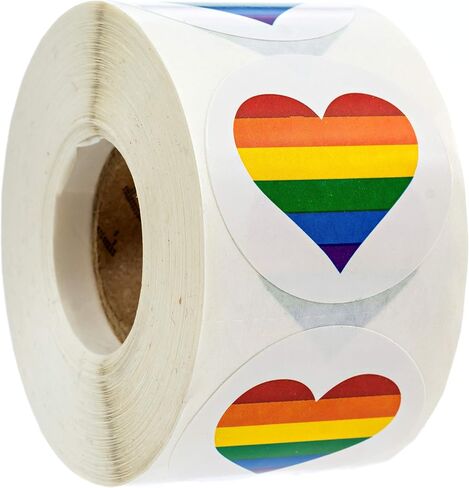 Rainbow Heart Stickers / 500 Colorful Gay Pride Stickers / 1.5" Circle Pride Heart Labels in Saudi Arabia