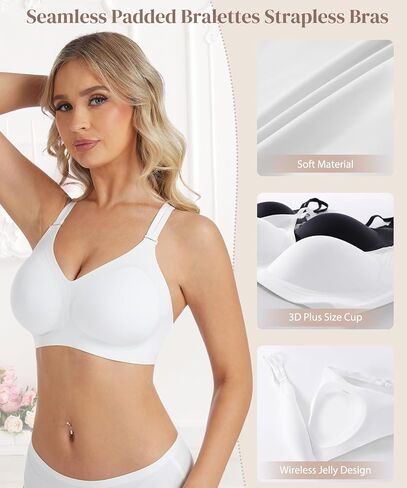 Low Back Bra Strappy Padded Bralette Jelly V Neck Bra Seamless Adjustable Strap Crisscross Multiway Backless Bras in Kuwait