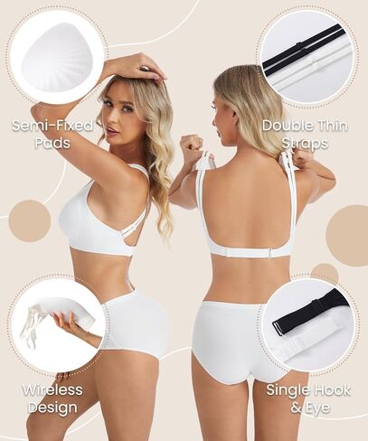 Low Back Bra Strappy Padded Bralette Jelly V Neck Bra Seamless Adjustable Strap Crisscross Multiway Backless Bras in Kuwait