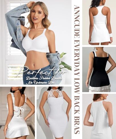 Low Back Bra Strappy Padded Bralette Jelly V Neck Bra Seamless Adjustable Strap Crisscross Multiway Backless Bras in Kuwait