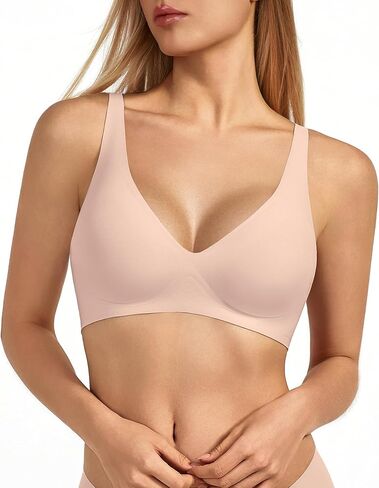 Women's Wireless Soft Jelly Push Up Bra with Deep V Plunge & Light Support, No Underwire Comfort Everyday Bralette in Saudi Arabia