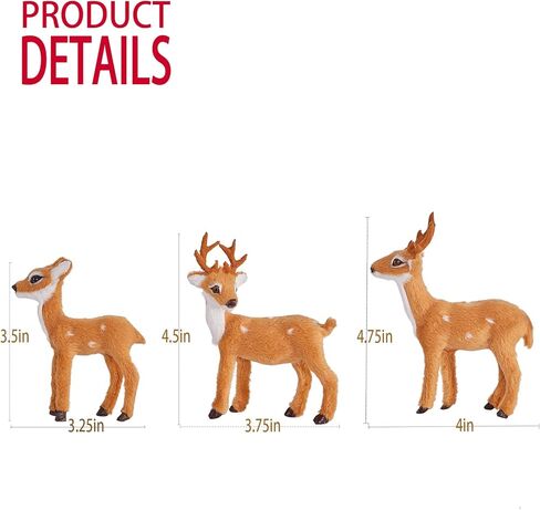 3 Pcs Christmas Reindeer Decor, Festive Holiday Decorations, Rustic Elk Ornaments, Handcrafted Tabletop Decor for Home, Office, Fireplace, Mantle (Brown) in Kuwait