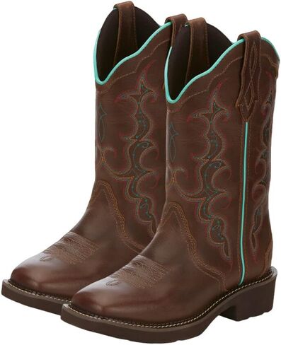 حذاء Justin النسائي Raya Western ذو مقدمة مربعة باللون البني المصفر - 7 M US in Kuwait