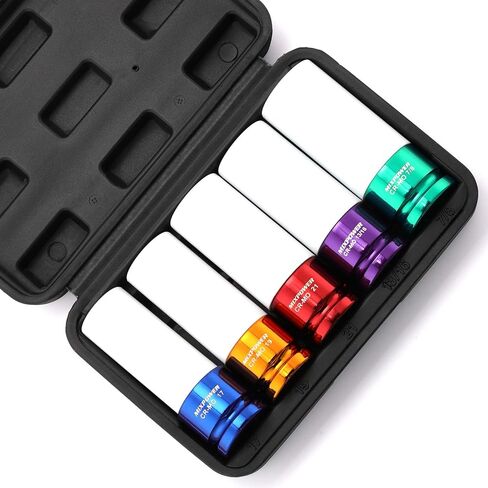 MIXPOWER 1/2" Drive Wheel Protector Impact Socket, 7pcs Thin Wall Deep Impact Socket Set, Durable Plastic Sleeve Lug Nut Socket, 6 Point, Metric, Color-Coded, 17mm, 19mm, 21mm, 22mm, 23mm, 24mm,27mm in Kuwait