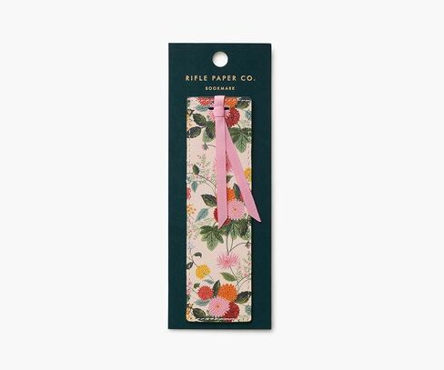 RIFLE PAPER CO. Hydrangea Bookmark, 1.75" W x 6" L, Delicate Blue and White Floral Design, Saffiano Polyurethane, Grosgrain Ribbon, Gold Foil Logo, Wipe-Clean in Saudi Arabia