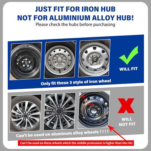 Hubcaps 15 Inch Fit for R15 Iron Wheels Universal ABS Plastic Wheel Covers Set of 4 Snap-On Rim Caps for Most Cars Trucks SUV Sedans 4Pcs 15 Inch Wheel Covers Rims Hubcaps Direct Replacement in Saudi Arabia