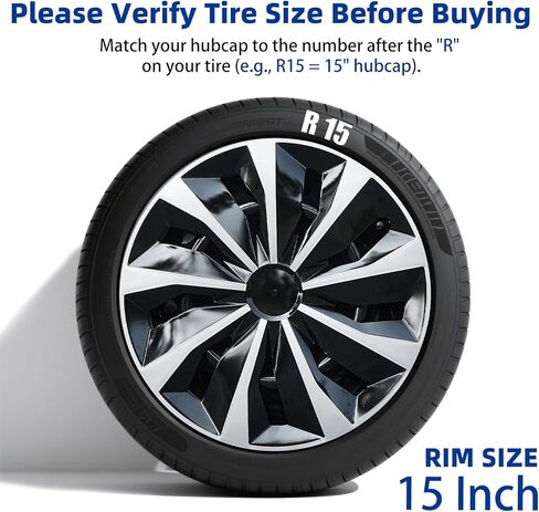 Hubcaps 15 Inch Fit for R15 Iron Wheels Universal ABS Plastic Wheel Covers Set of 4 Snap-On Rim Caps for Most Cars Trucks SUV Sedans 4Pcs 15 Inch Wheel Covers Rims Hubcaps Direct Replacement in Saudi Arabia