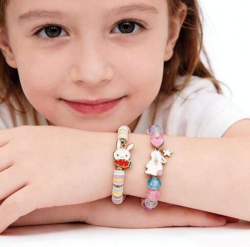 2 قطعة عيد الفصح سعيد مطرز أساور تمتد للنساء عيد الفصح أساور سلة هدايا الأرنب مع بطاقة للفتيات المراهقات ابنة حفيدة in Kuwait