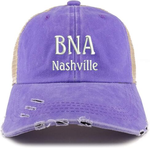 Trendy Apparel Shop BNA Nashville Embroidered Frayed Bill Trucker Mesh Back Cap in Saudi Arabia